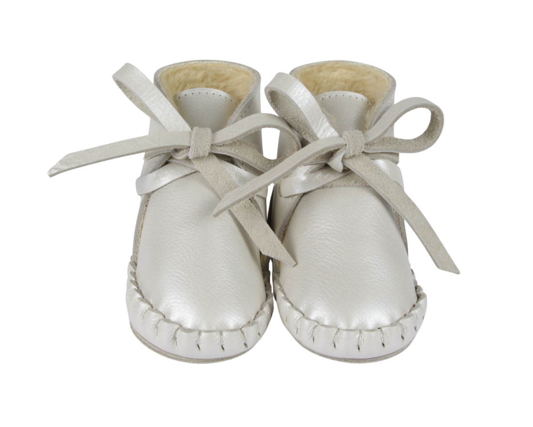 Pina Exclusive Booties | Off White Metallic Leather