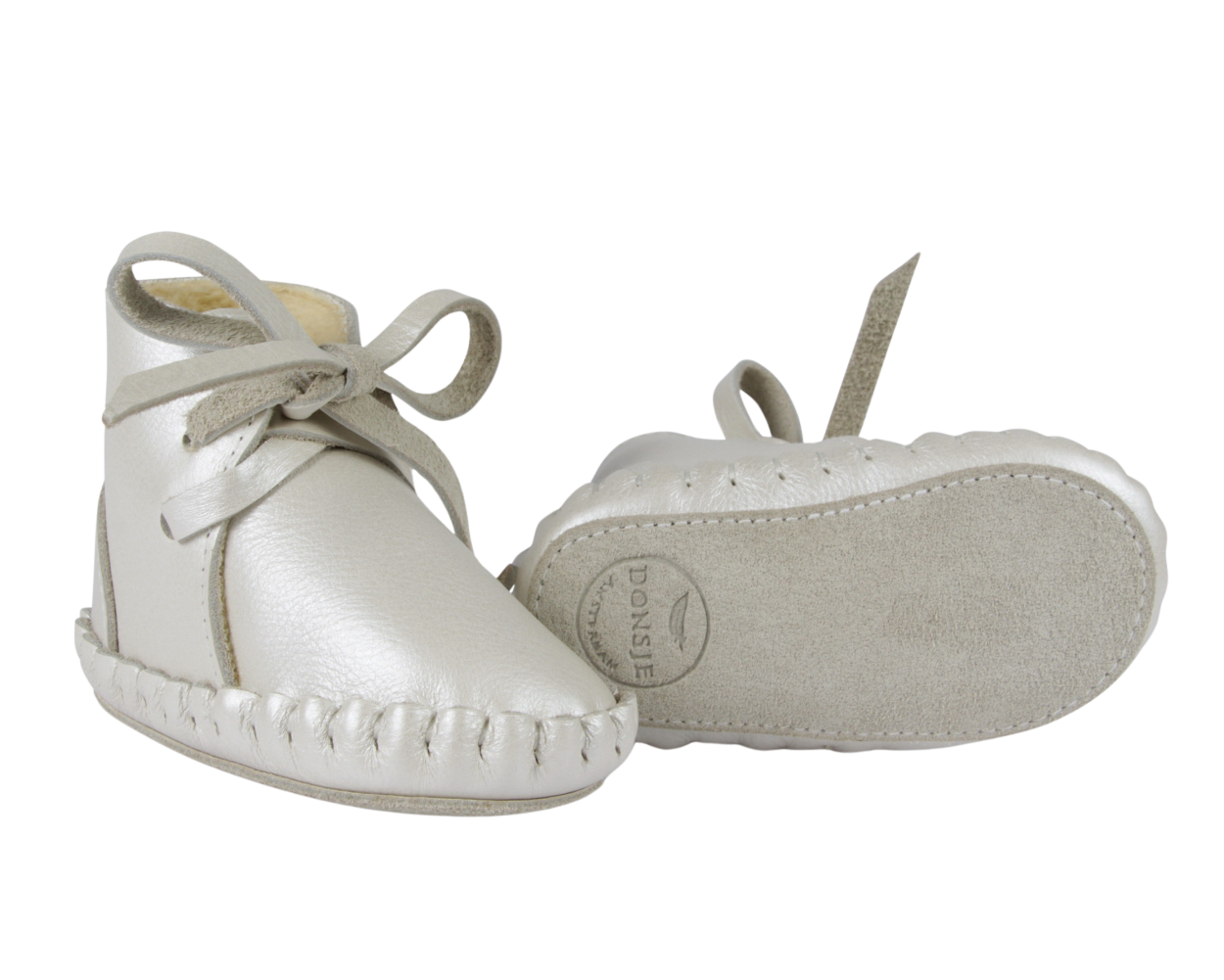 Pina Exclusive Booties | Off White Metallic Leather