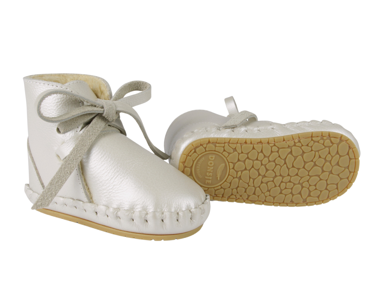 Pina Exclusive Booties | Off White Metallic Leather