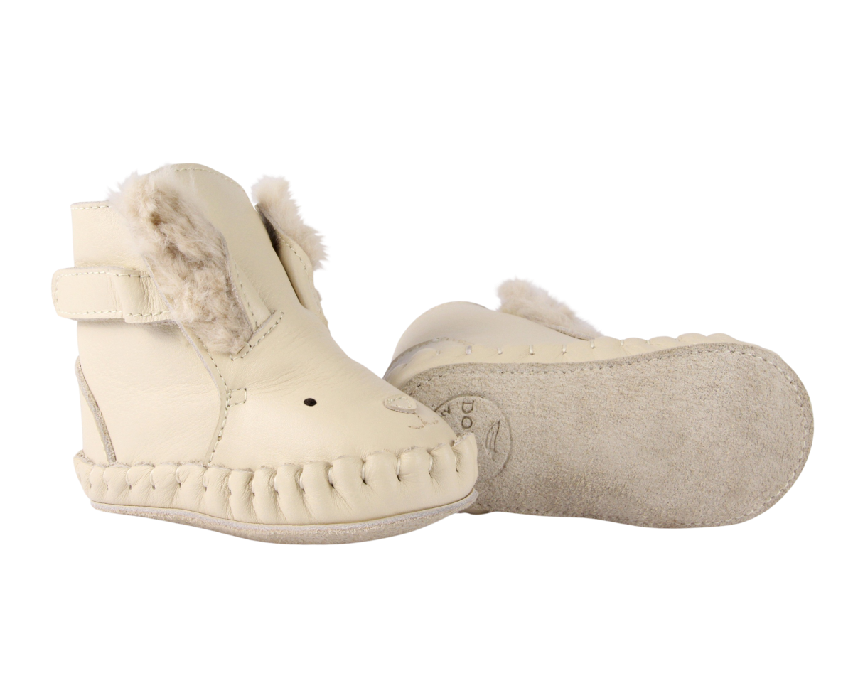 Kapi Exclusive Booties | Rabbit | Cream Leather