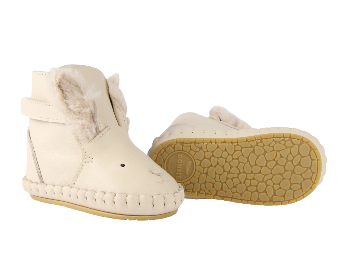 Kapi Exclusive Booties | Rabbit | Cream Leather
