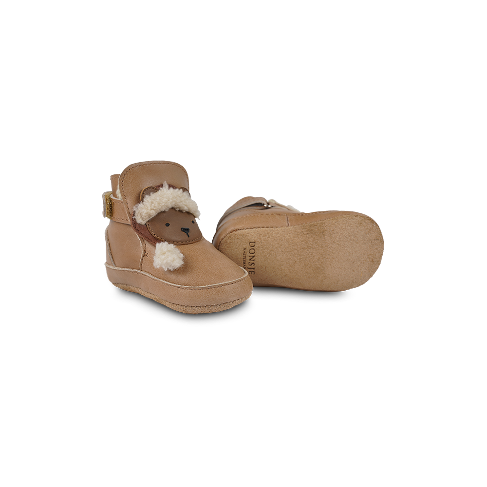 Aggas Booties | Christmas Bear | Nutmeg Leather
