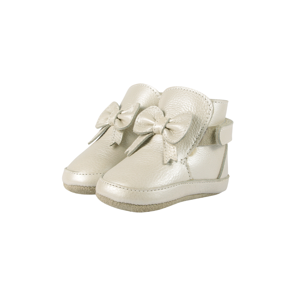 Cubow Booties | Off White Metallic Leather