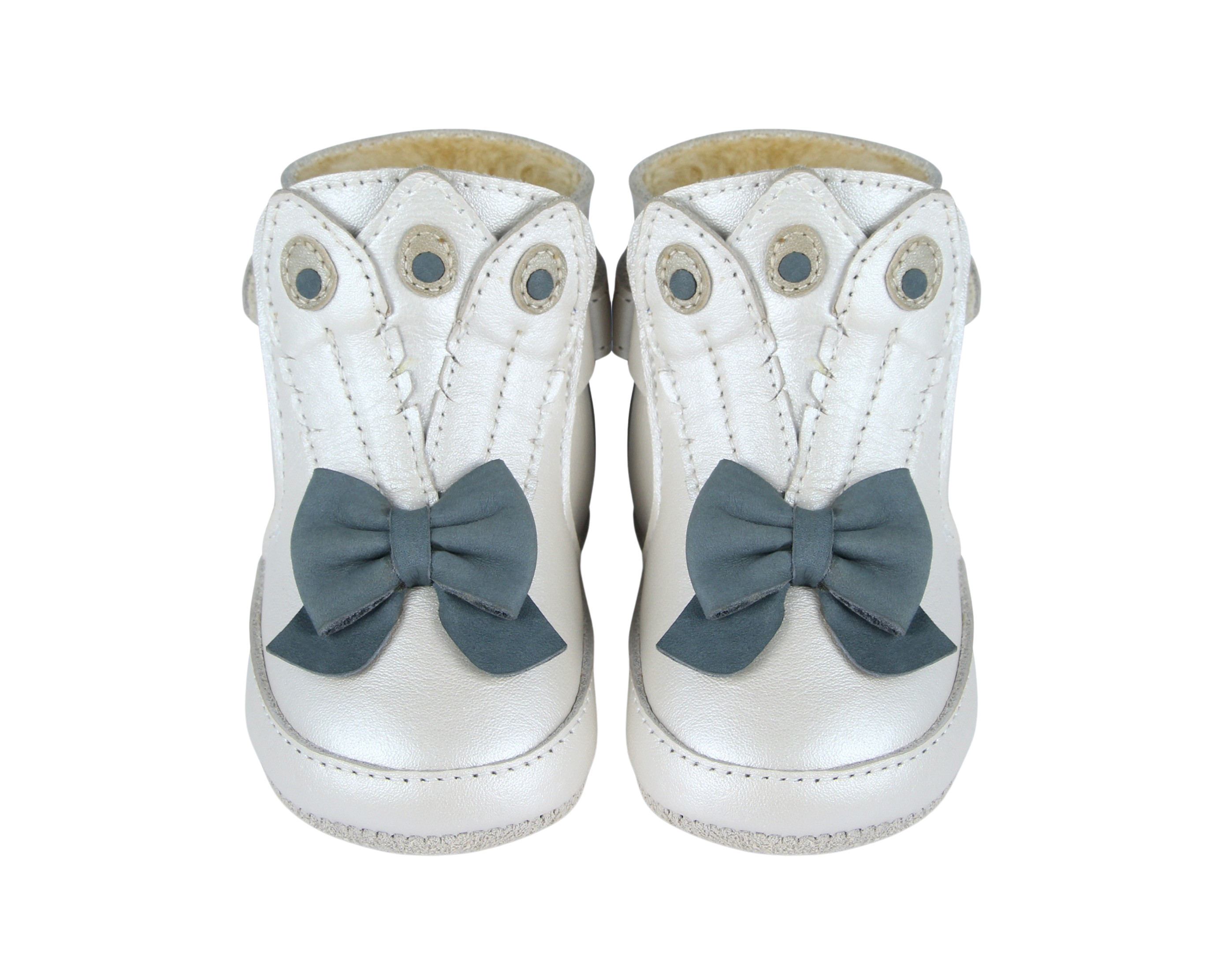 Ponne Booties | Off White Metallic Leather