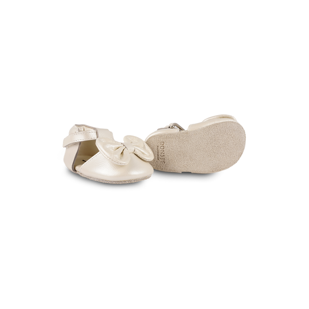 Meau Shoes | Off White Metallic Leather
