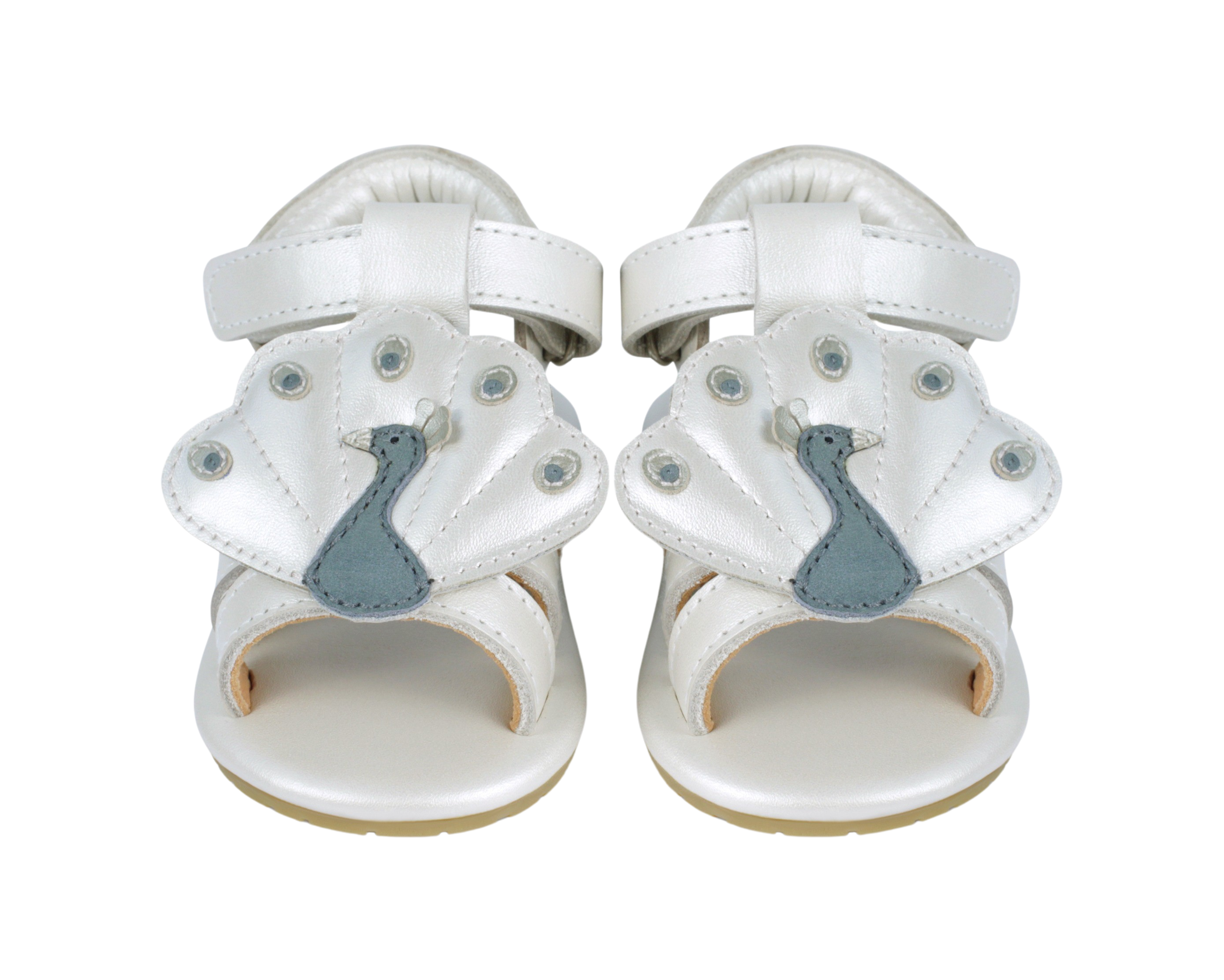 Vazi Sandals | Peacock | Off White Metallic Leather