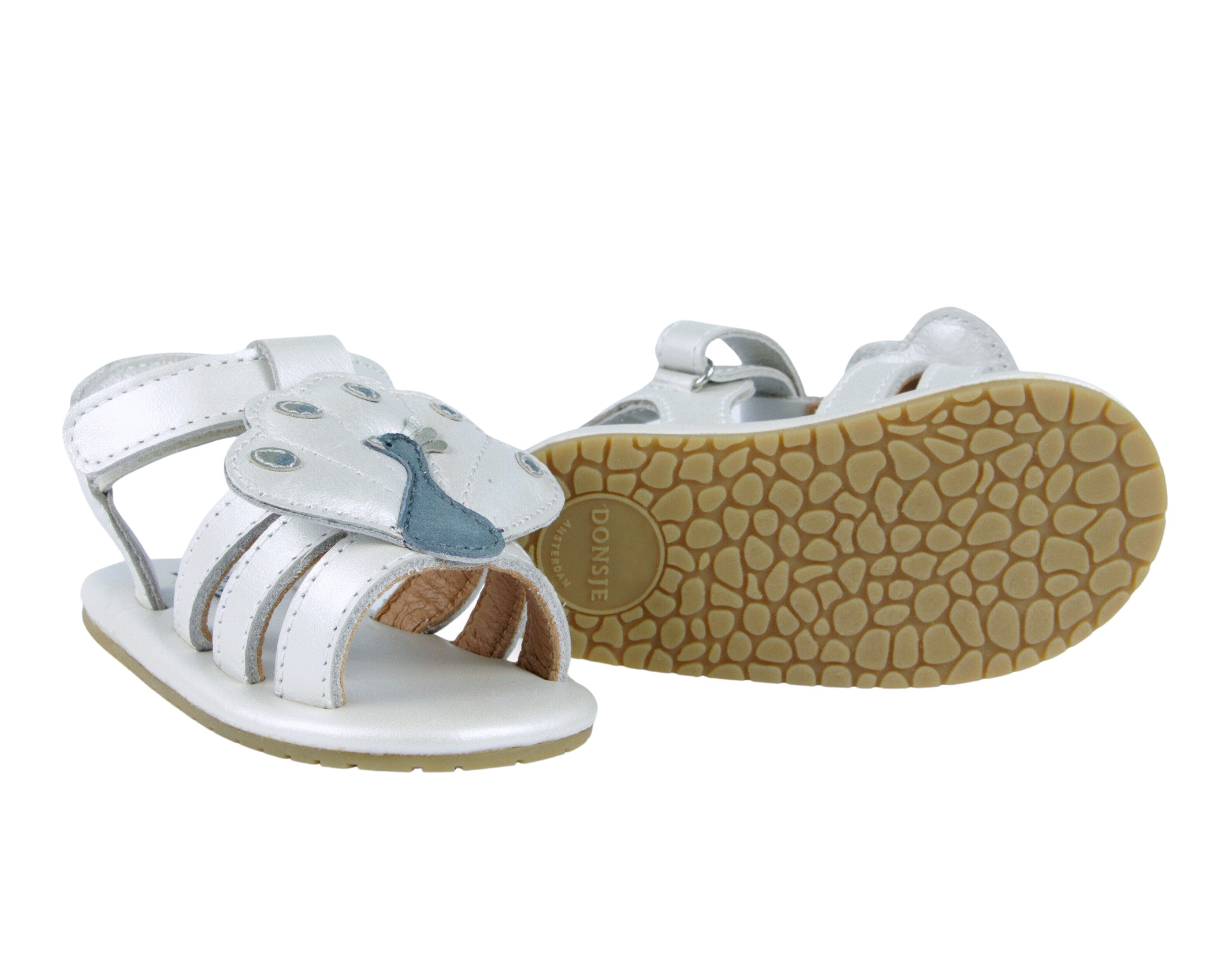 Vazi Sandals | Peacock | Off White Metallic Leather