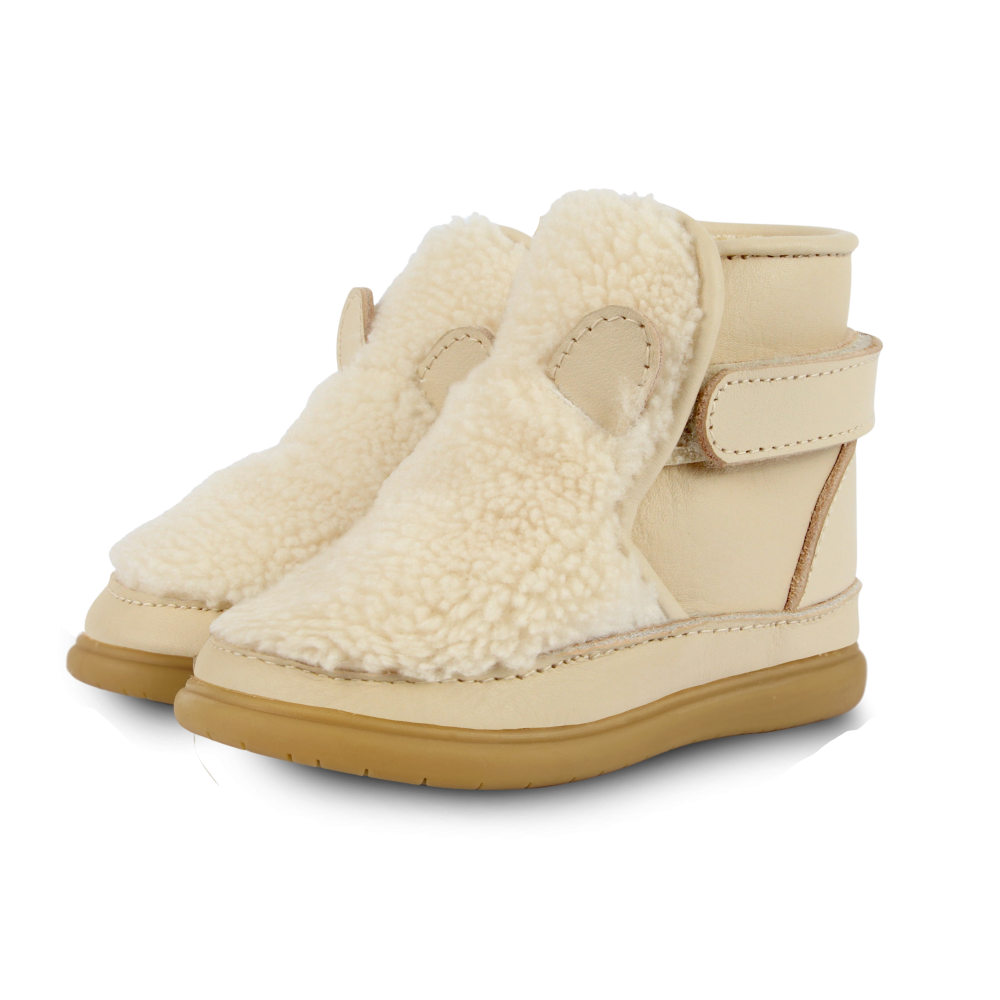 Roumi Shoes | Polar Bear | Off White Curly Faux Fur