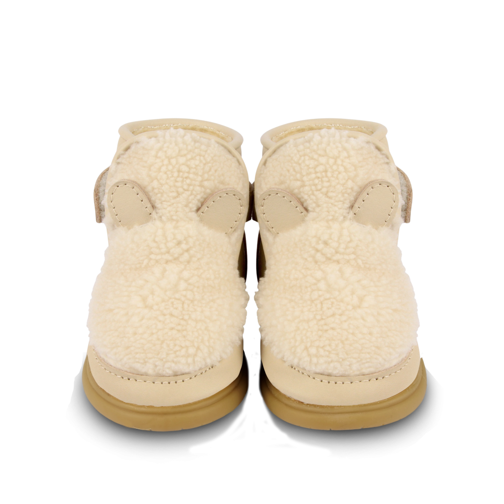Roumi Shoes | Polar Bear | Off White Curly Faux Fur