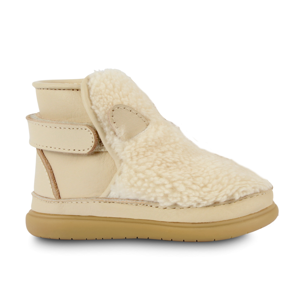 Roumi Shoes | Polar Bear | Off White Curly Faux Fur