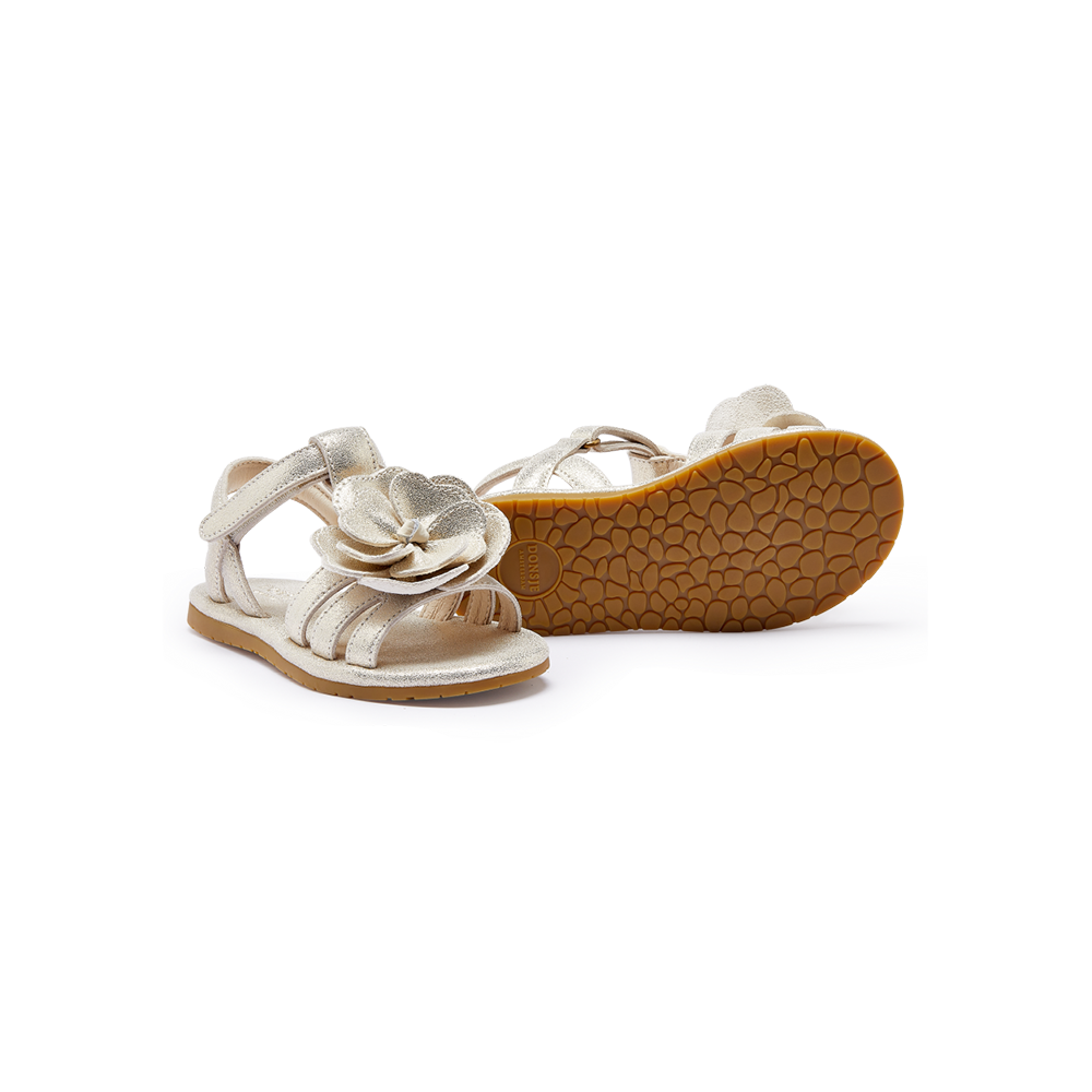 Jiles Fields Sandals | Shimmer Buttercup | Silver Metallic Leather