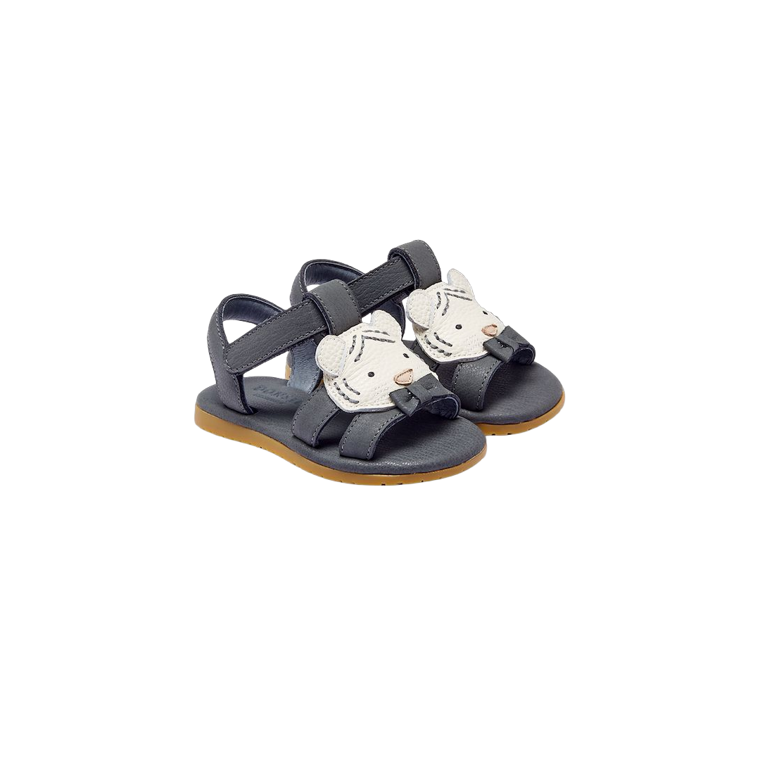 Mhalo Sandals | Festive White Tiger | Petrol Leather