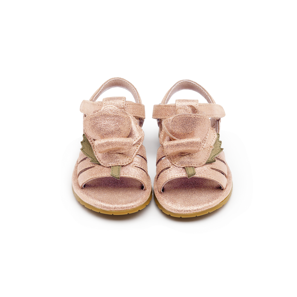 Tiyola Sandals | Rose | Powder Metallic Leather