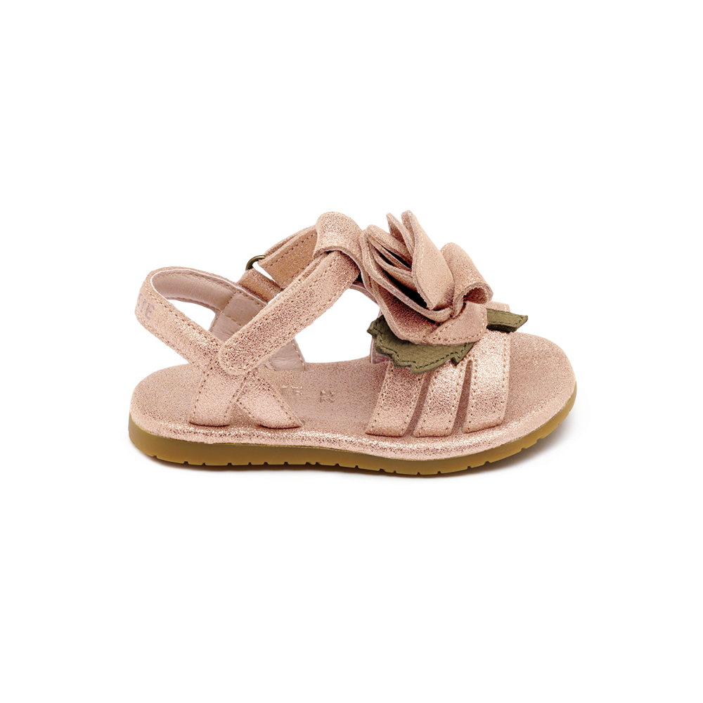 Tiyola Sandals | Rose | Powder Metallic Leather