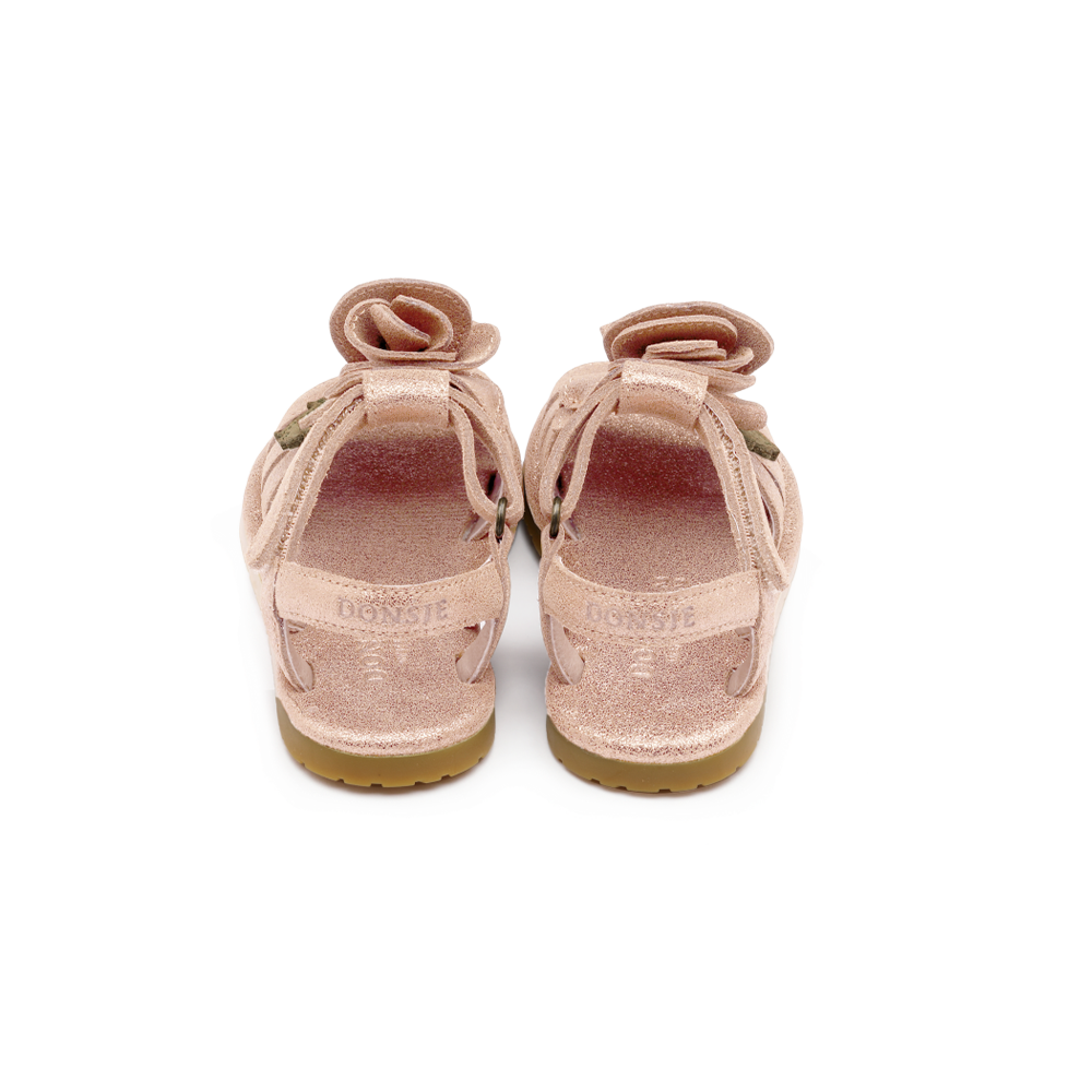 Tiyola Sandals | Rose | Powder Metallic Leather