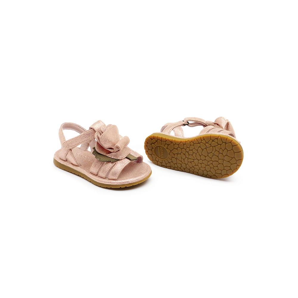 Tiyola Sandals | Rose | Powder Metallic Leather