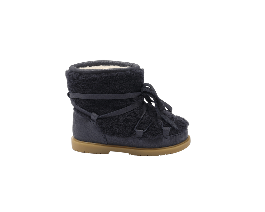 Cassia Boots | Navy Curly Sheep Wool