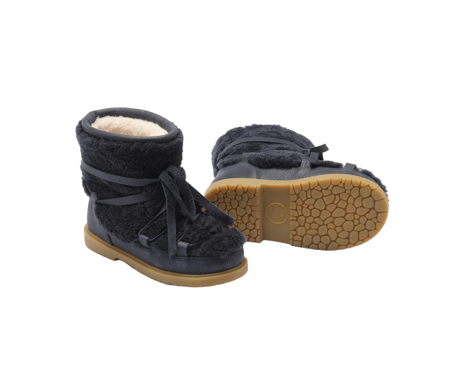 Cassia Boots | Navy Curly Sheep Wool