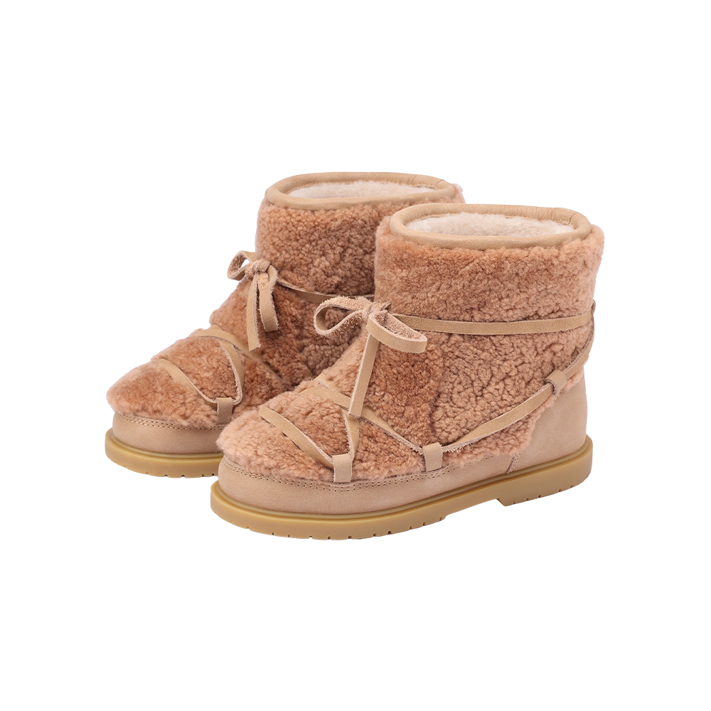 Cassia Boots | Beige Curly Sheep Wool