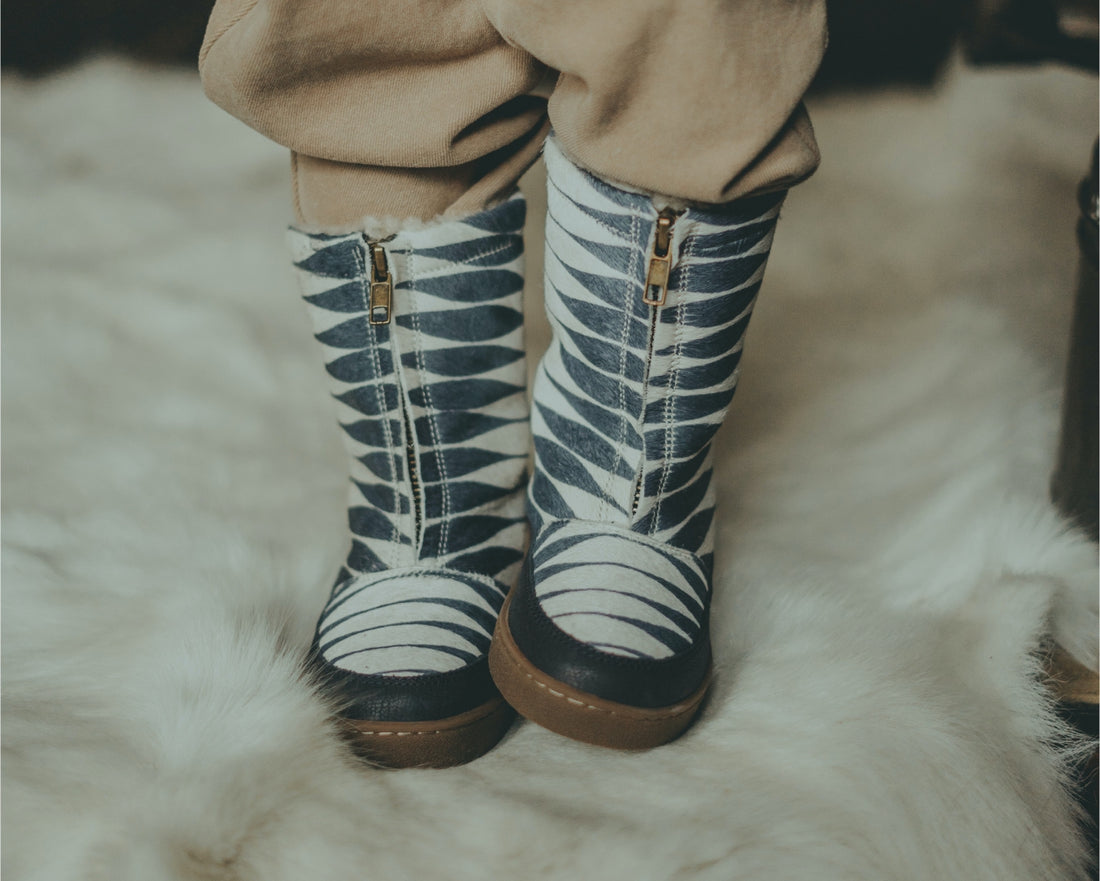 Ofili Boots | Blue Striped Cow Hair
