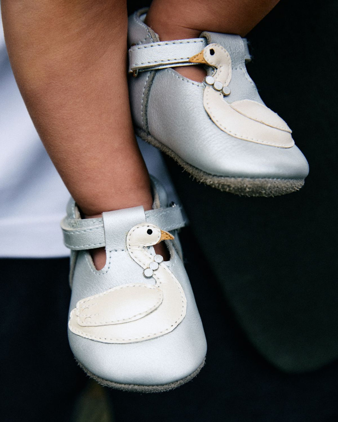 Shimmer Swan Shoes | Silver Grey Metallic Leather