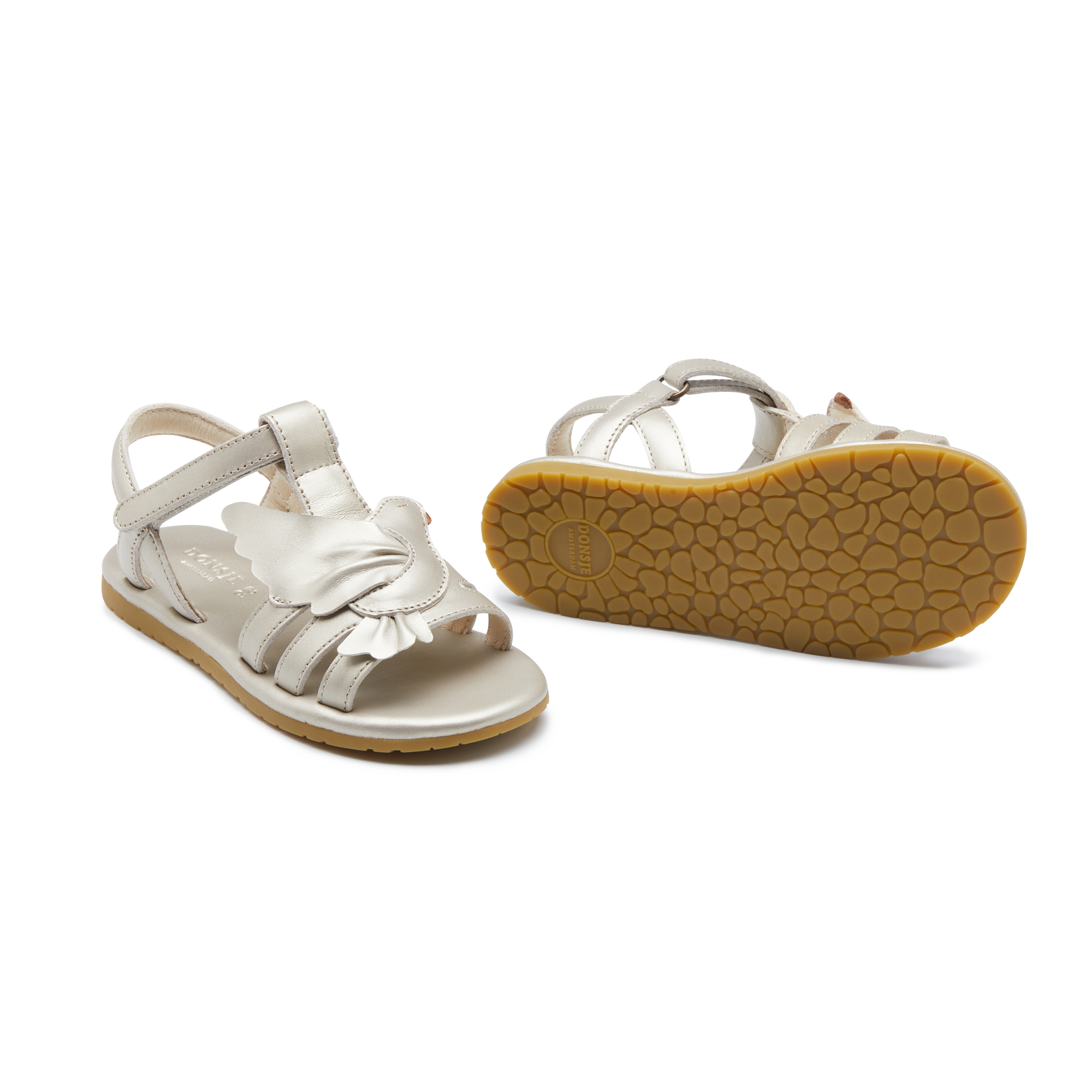Fiyola Sandals | Dove | Off White Metallic Leather