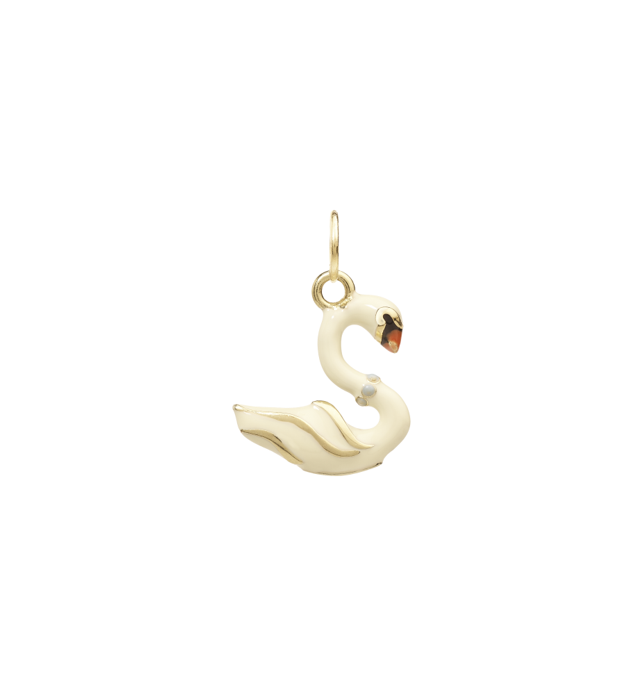 Shimmer Swan Charm | Antique White
