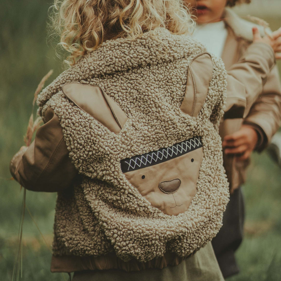 Yuki Leather Jacket | Alpaca | Beige Curly Faux Fur
