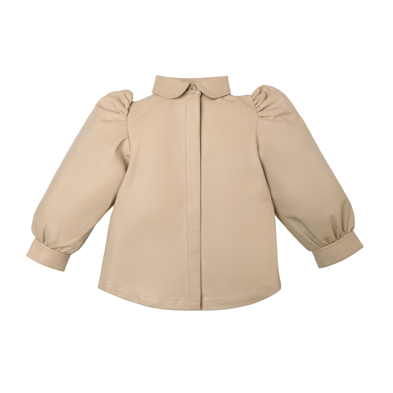 Boa Leather Blouse | Light Beige Leather