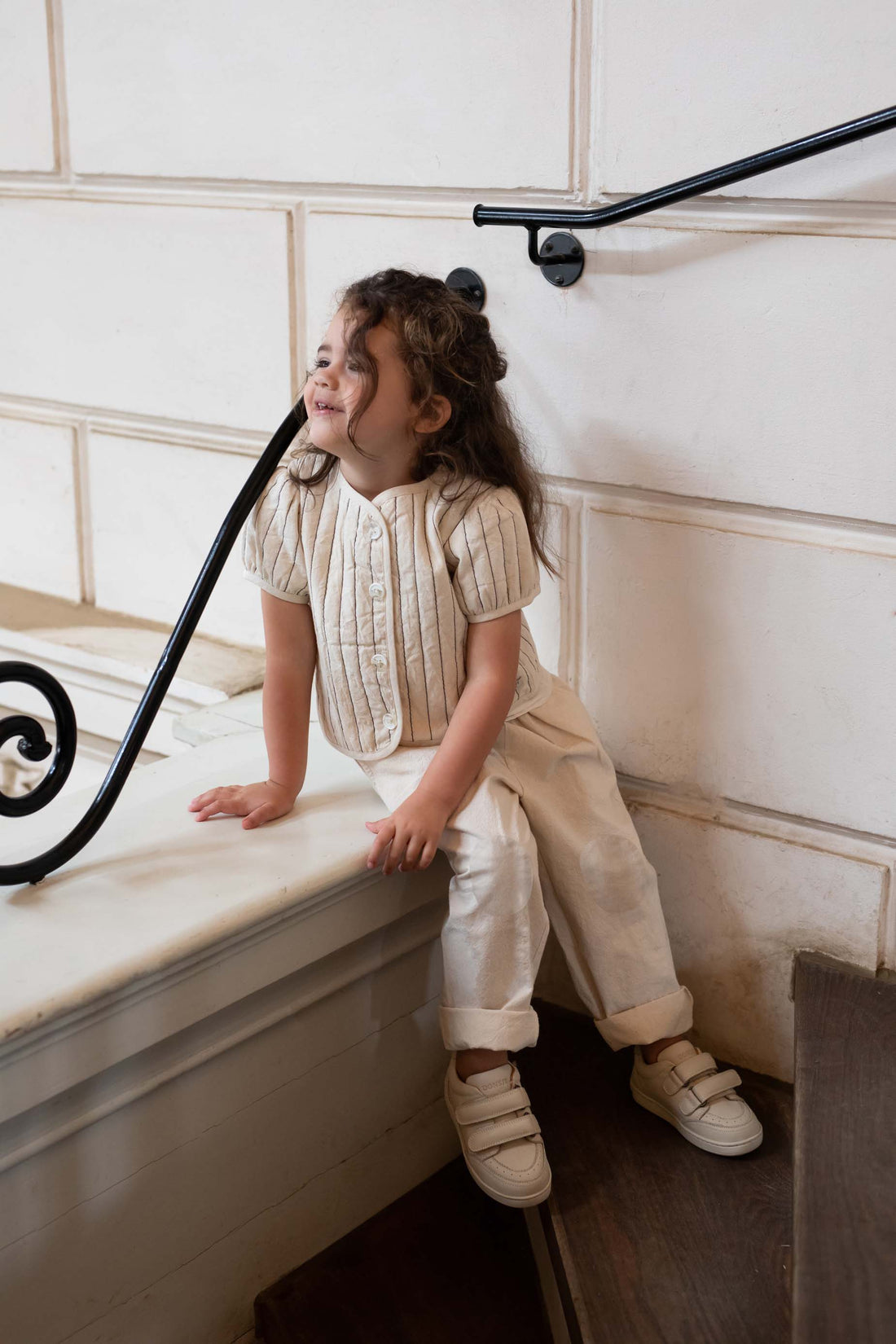 Milenna Jacket | Soft Sand - Blue Striped