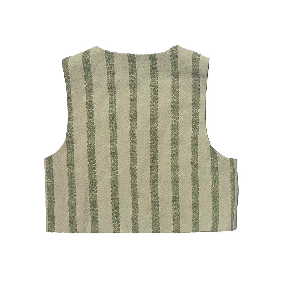 Shortan Gilet | Light Green - Green Striped