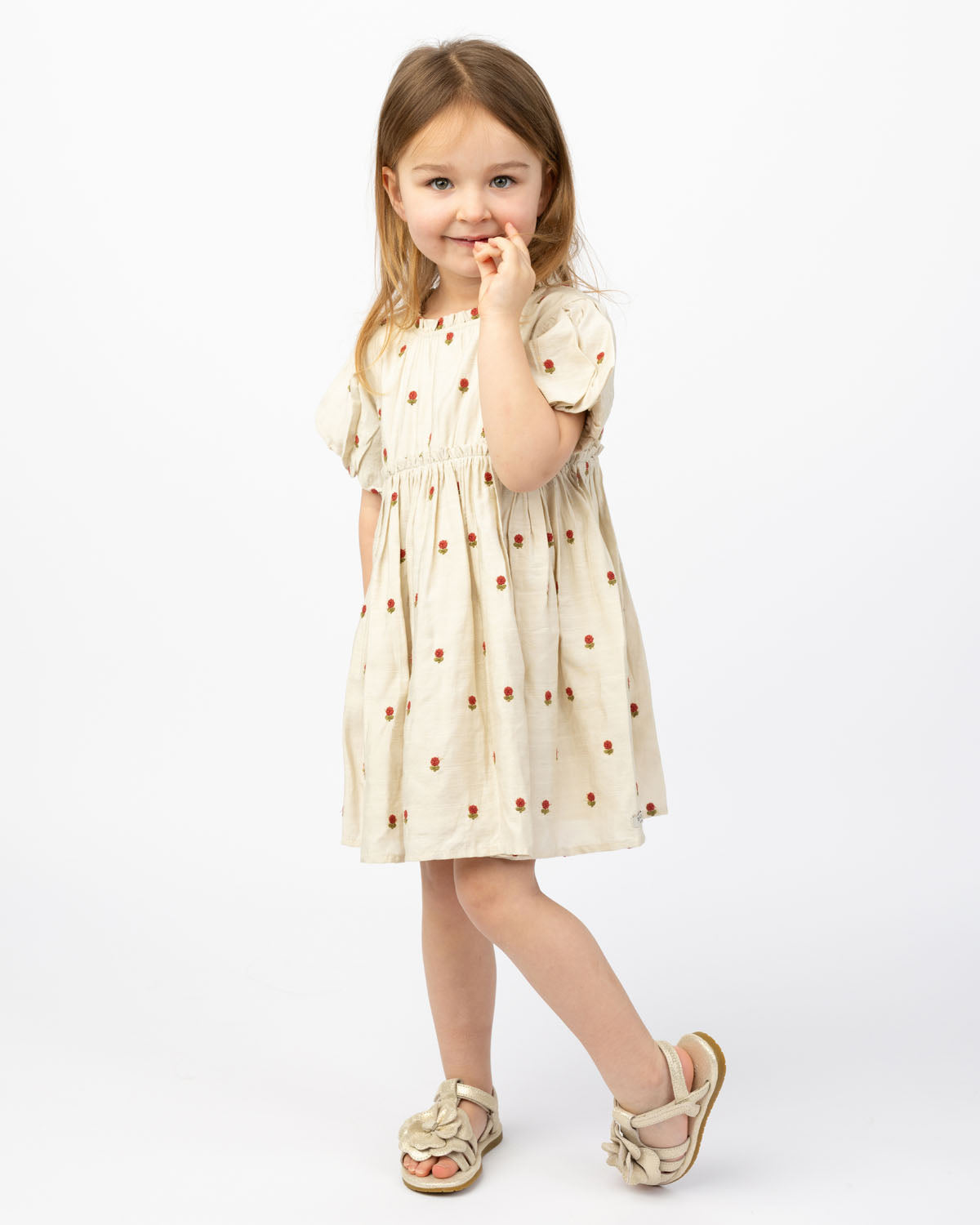 Camilla Dress | Red Roses | Soft Sand