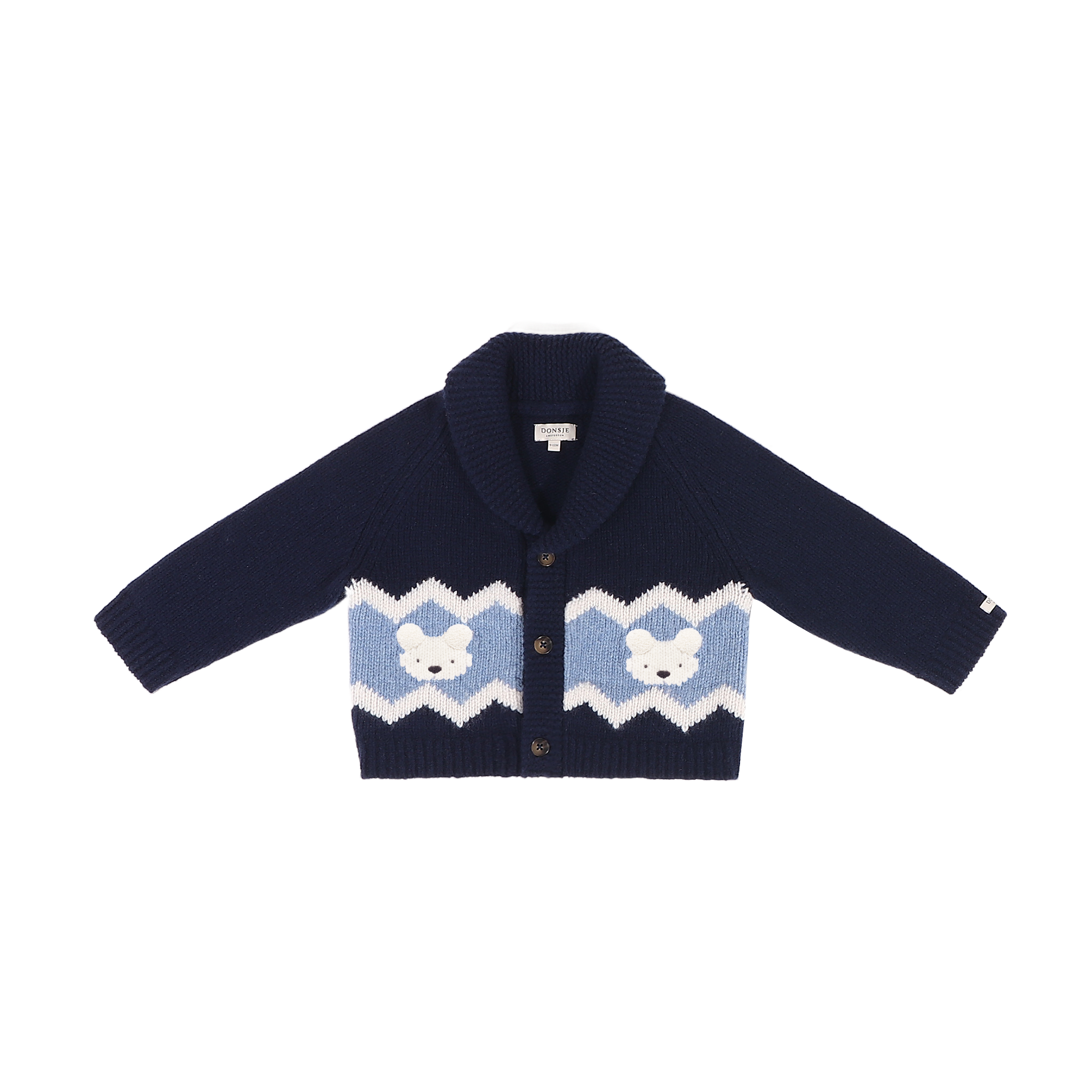 Kwinten Merino Wool Cardigan | Polar Bears | Navy Blue