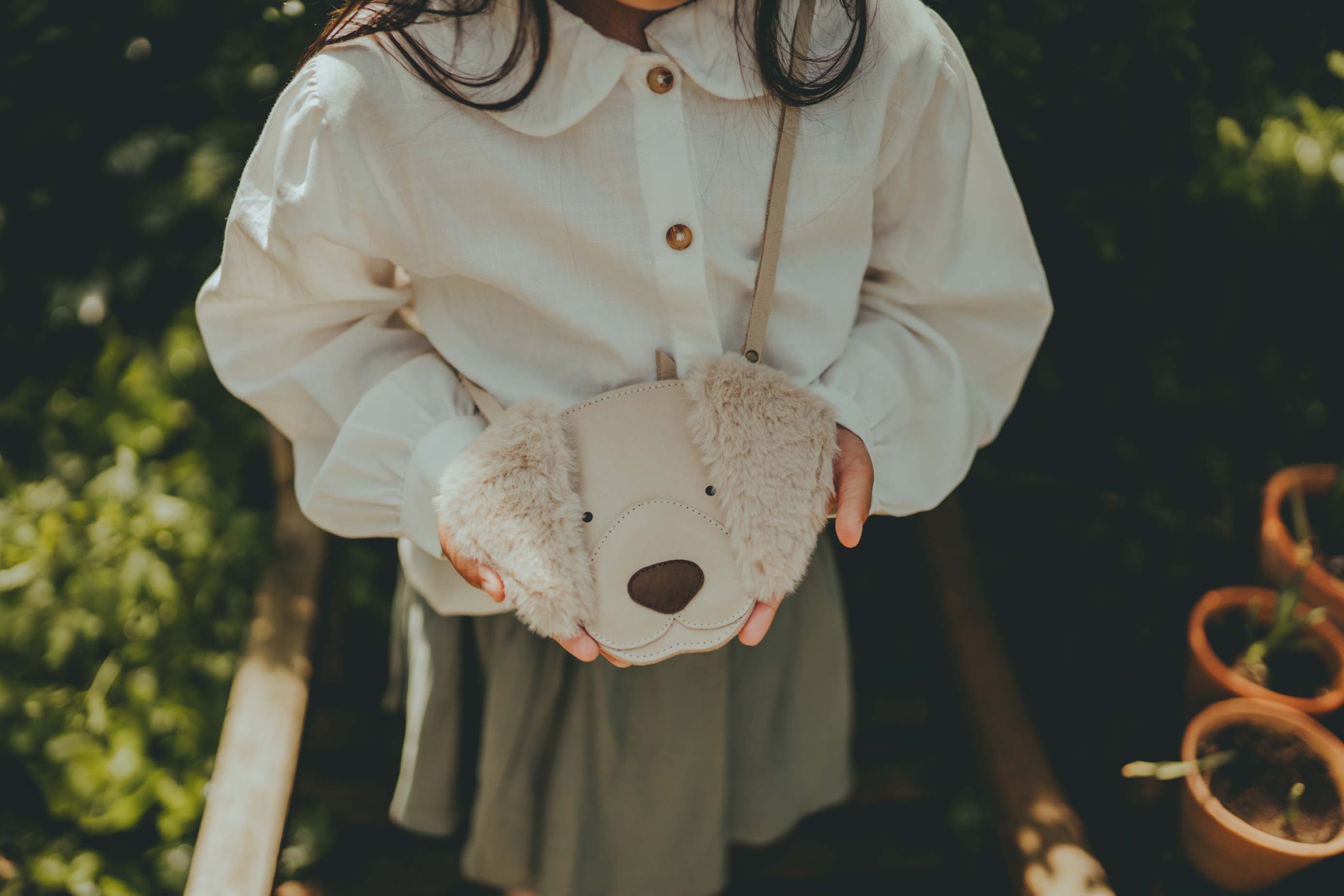 Britta Exclusive Purse | Golden Retriever | Ivory Classic Leather