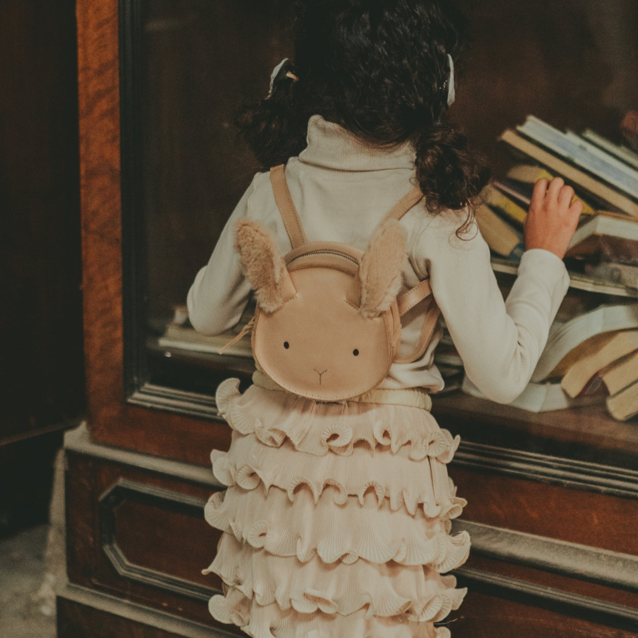 Kapi Exclusive Backpack | Fluffy Bunny | Light Rust Leather