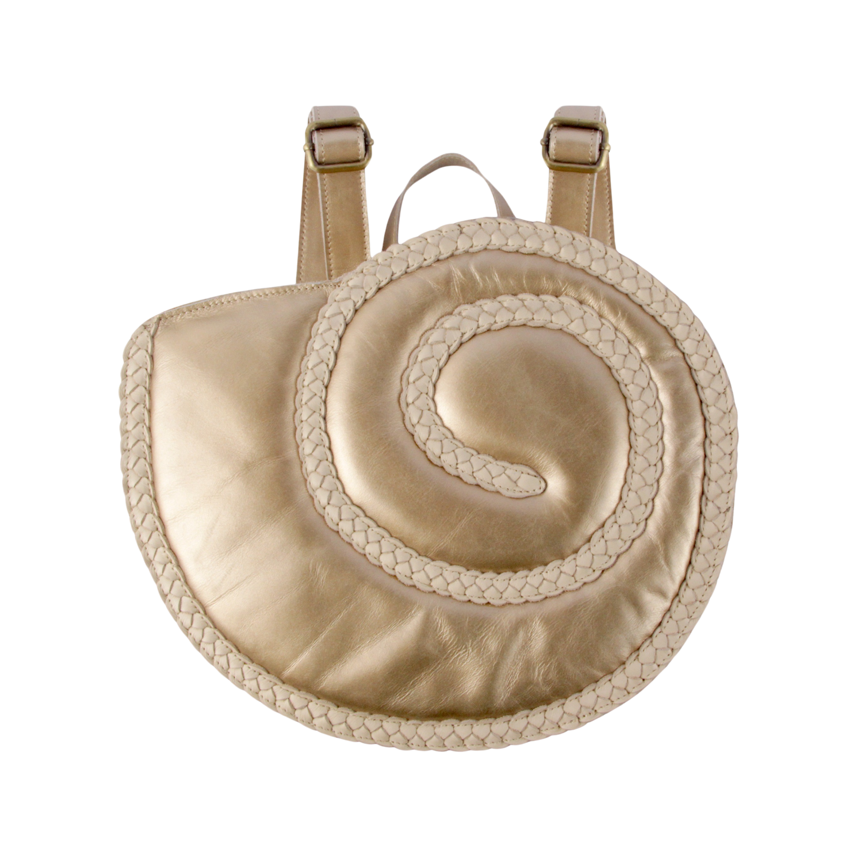 Seafo Schoolbag | Moon Shell | Champagne Metallic Leather