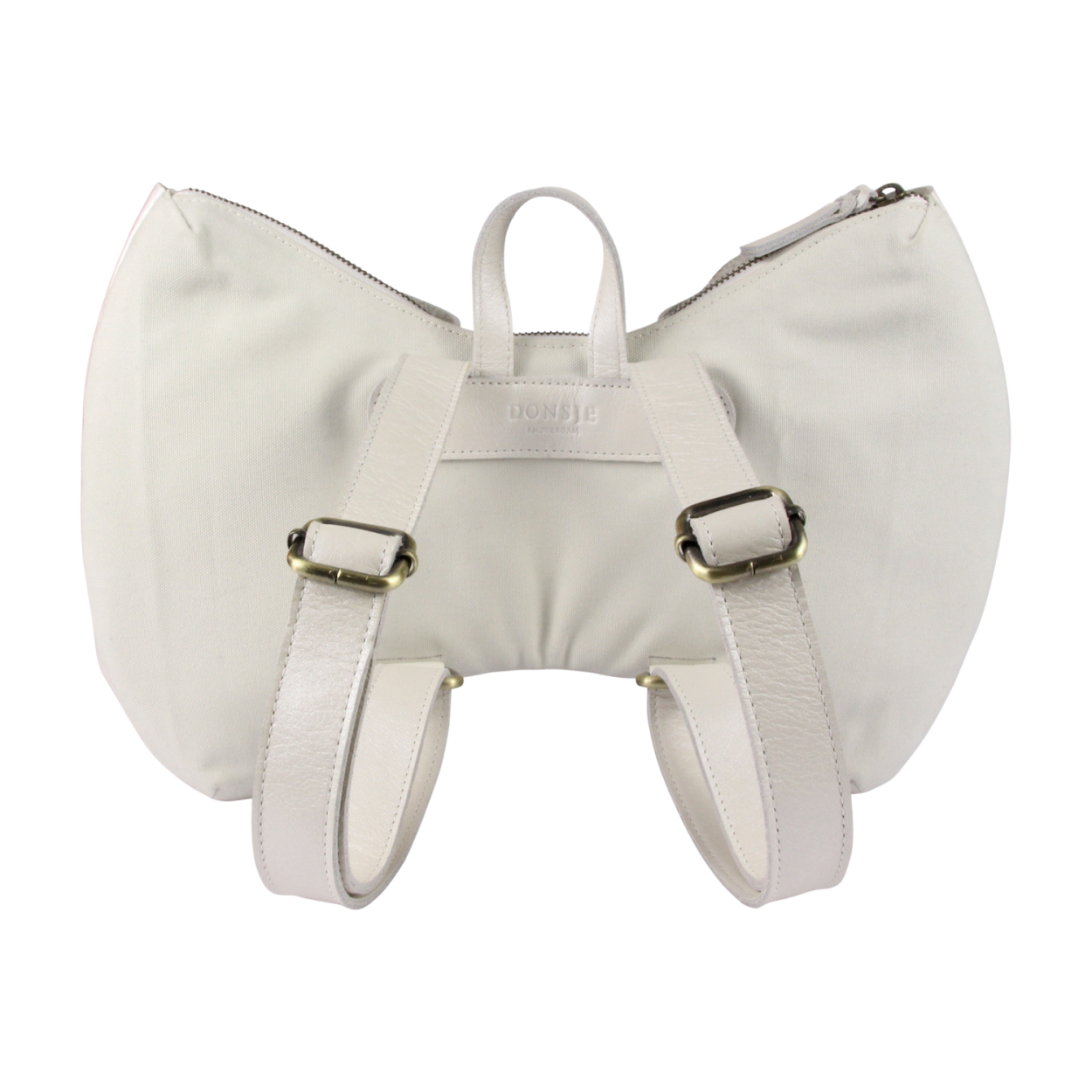 Iono Schoolbag | Bow | Off White Metallic Leather