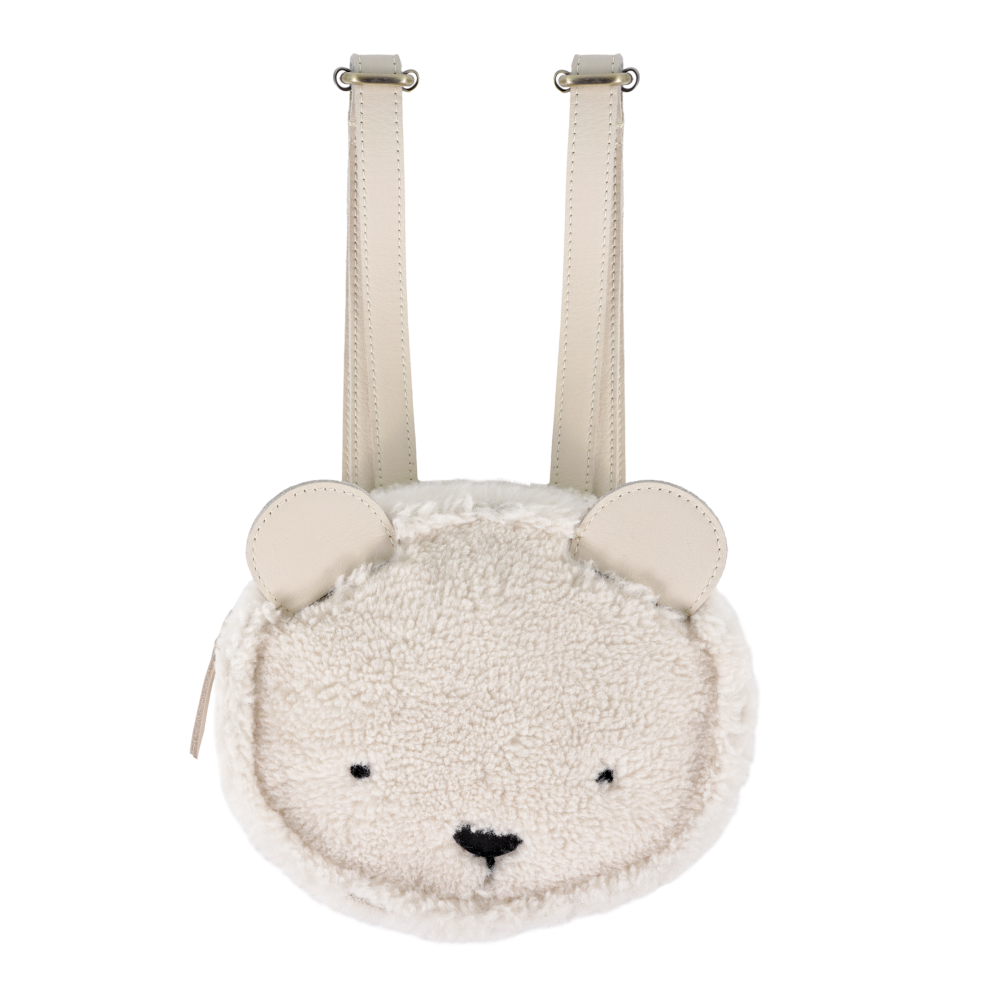 Pugi Backpack | Polar Bear | Off White Curly Faux Fur