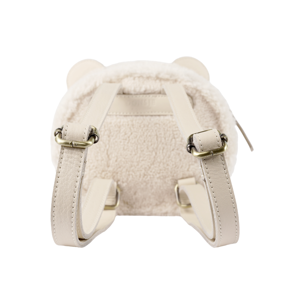 Pugi Backpack | Polar Bear | Off White Curly Faux Fur