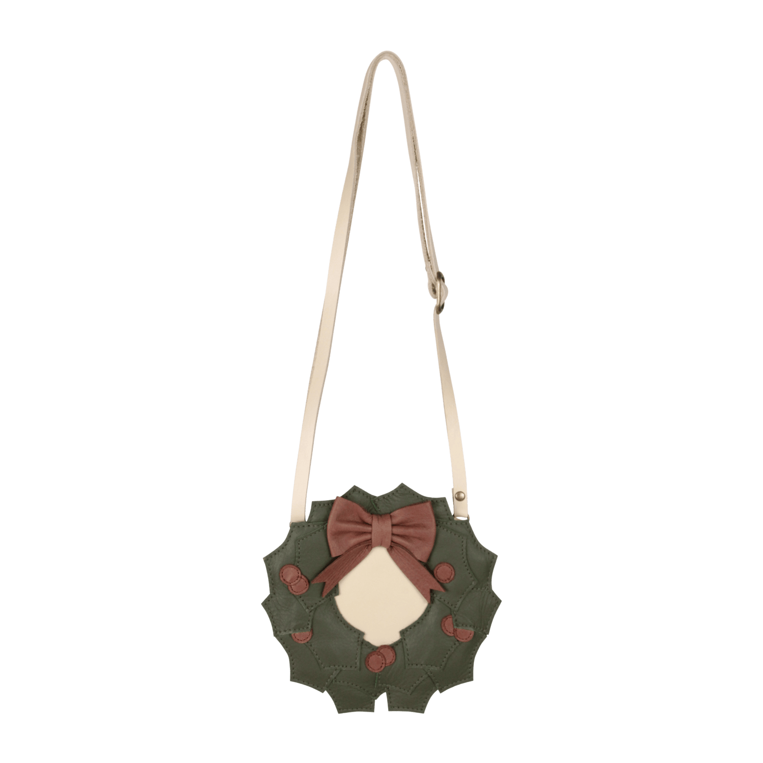 Wenda Purse | Holly Wreath | Off White Leather