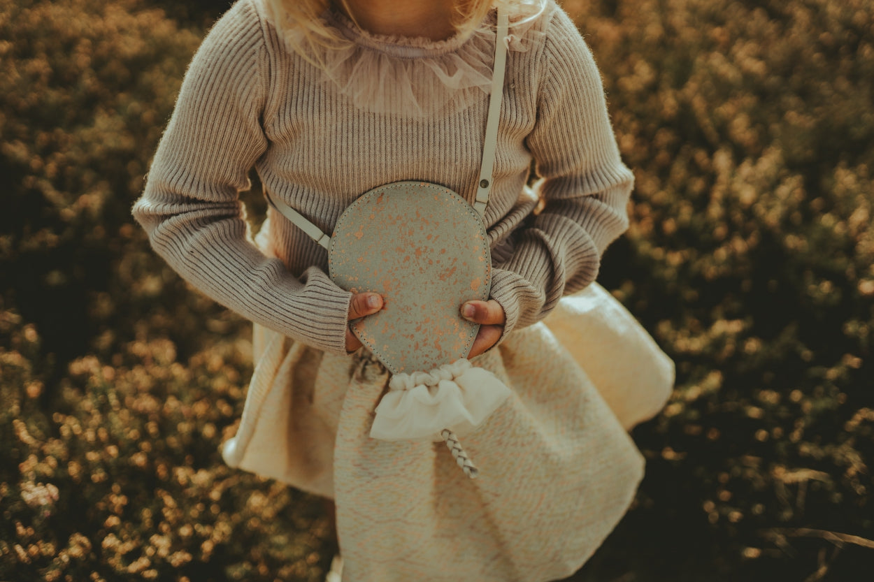 Alja Purse | Balloon | Cream Metallic Suede