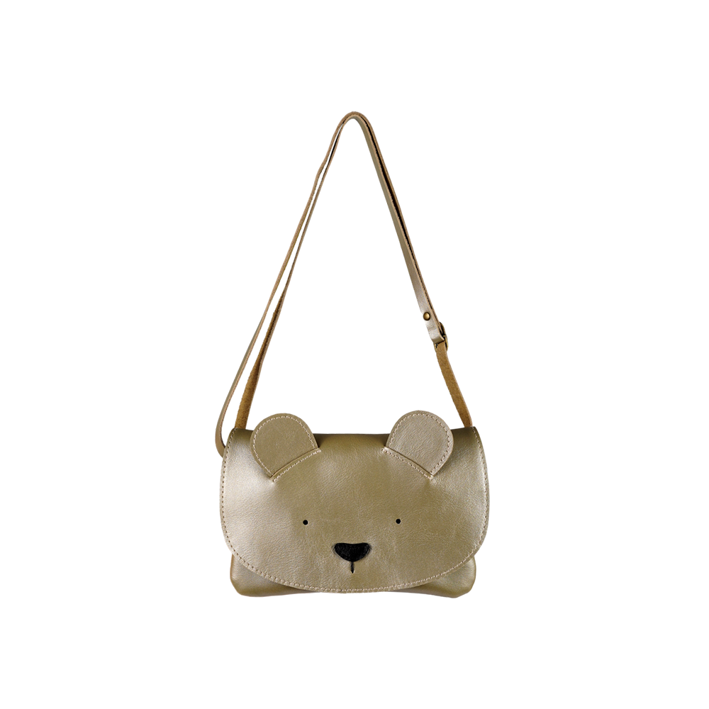 Alaula Purse | Bear | Champagne Metallic Leather