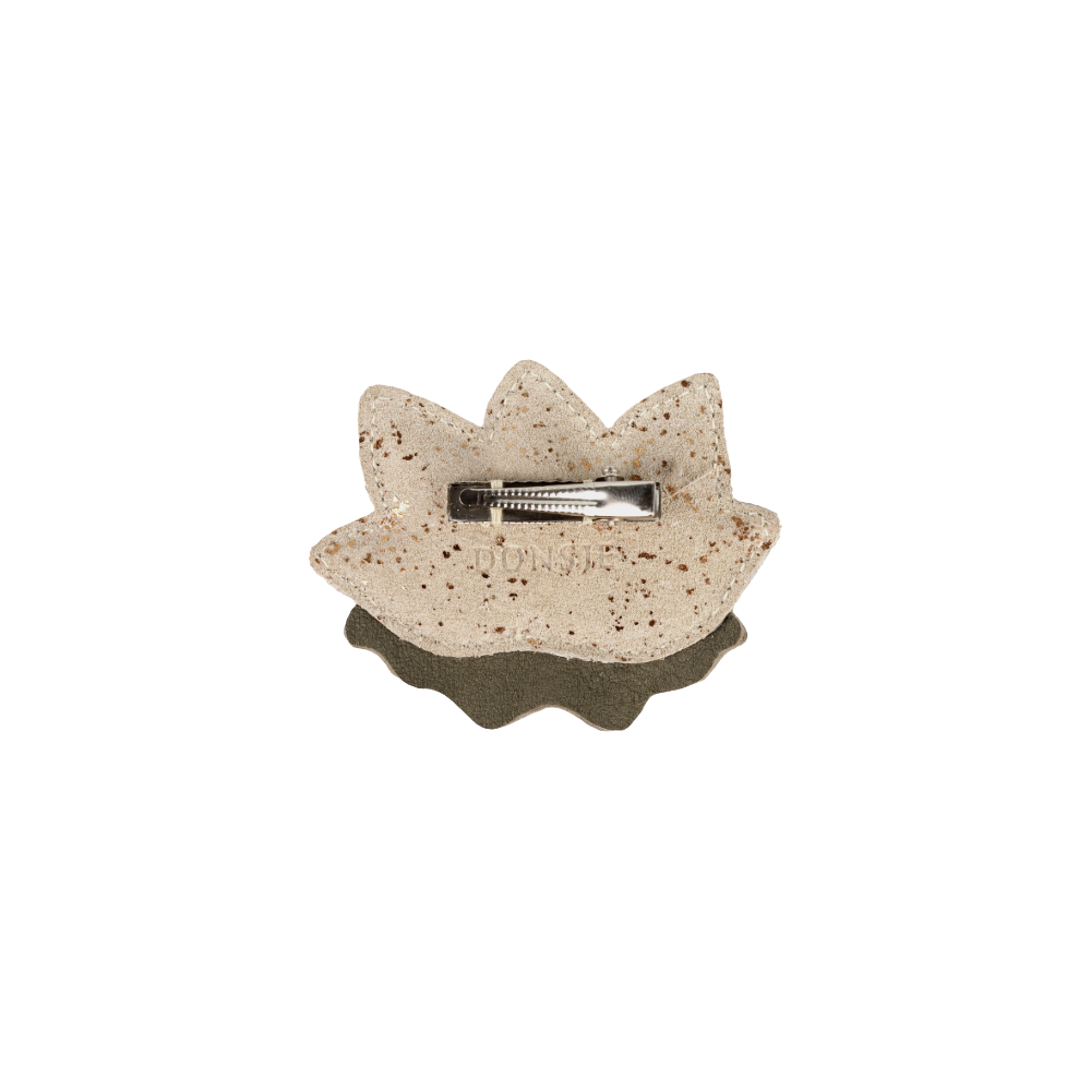 Zaza Fields Hairclip | Water Lily | Cream Metallic Suede