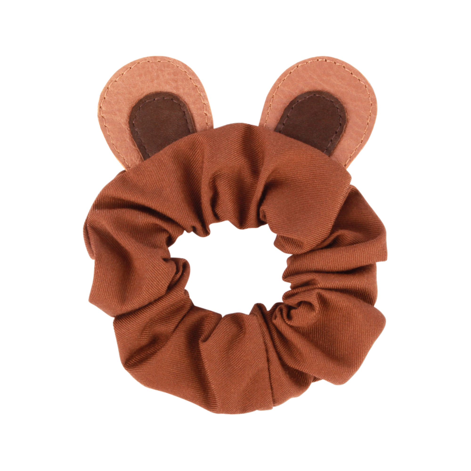Polly Hair Scrunchie | Bear | Cognac Classic Leather