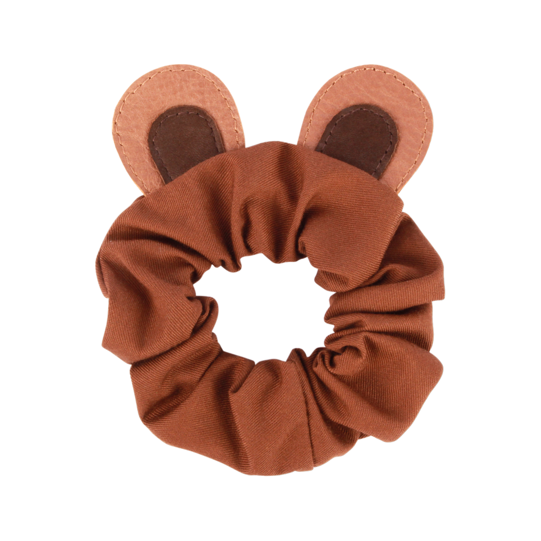 Polly Hair Scrunchie | Bear | Cognac Classic Leather