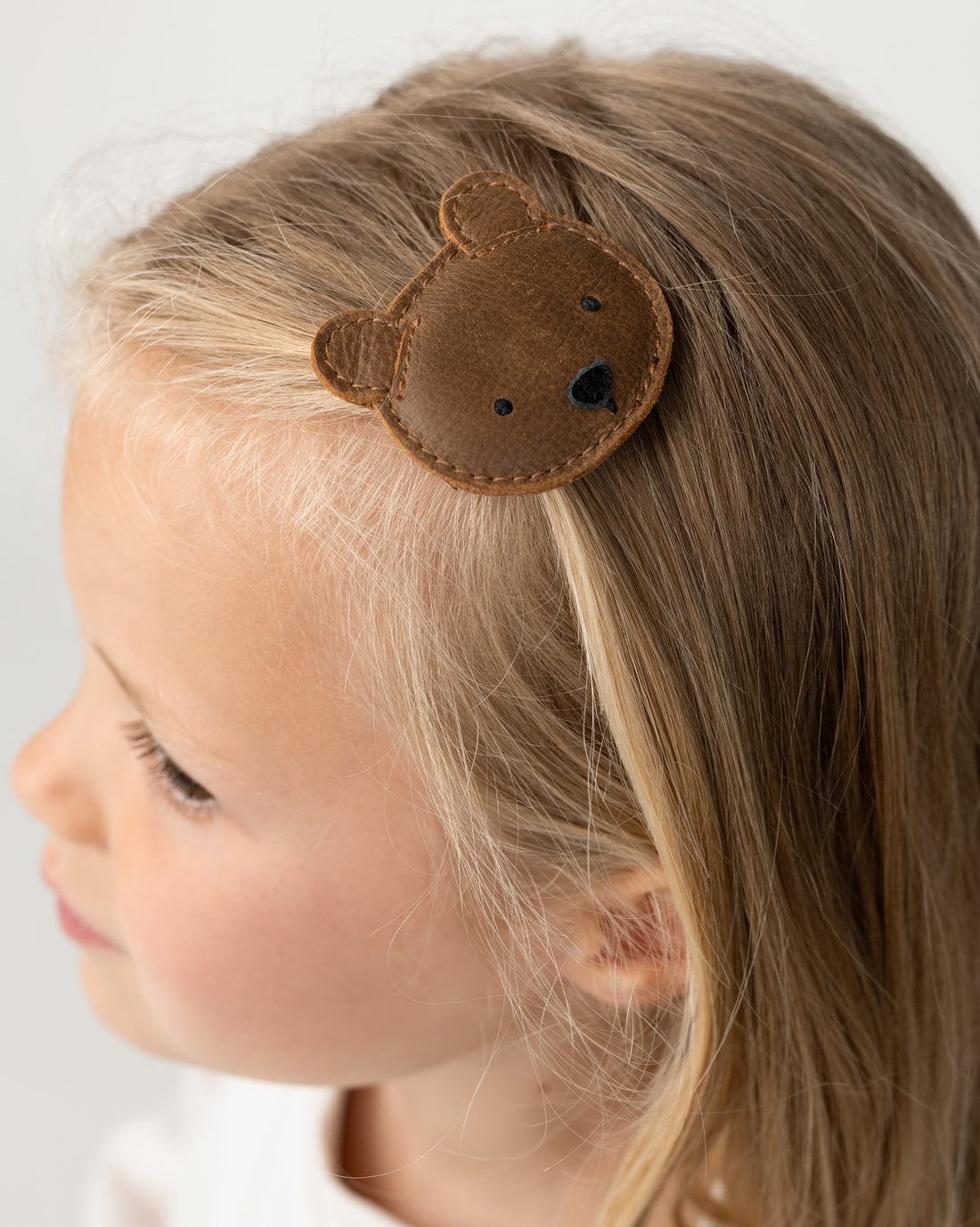 Josy Classic Hairclip | Bear | Cognac Classic Leather