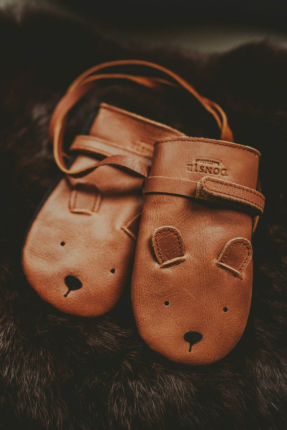 Kapi Classic Mittens | Bear | Cognac Classic Leather