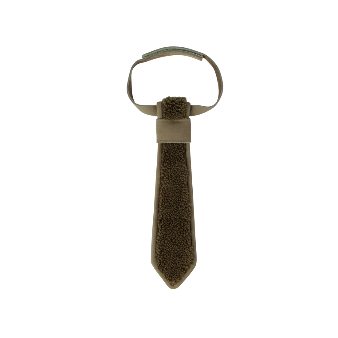 Qarnold Tie | Stone Curly Faux Fur