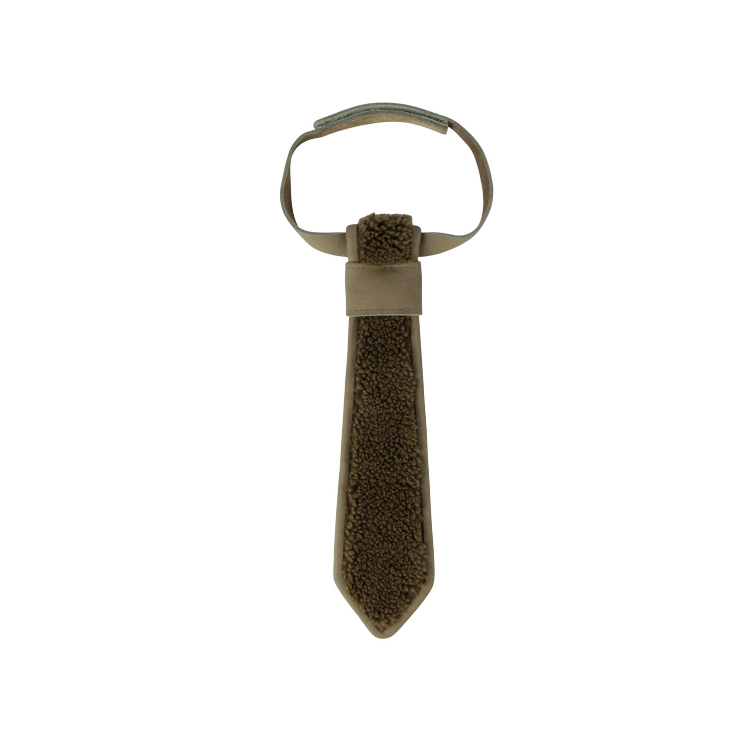 Qarnold Tie | Stone Curly Faux Fur