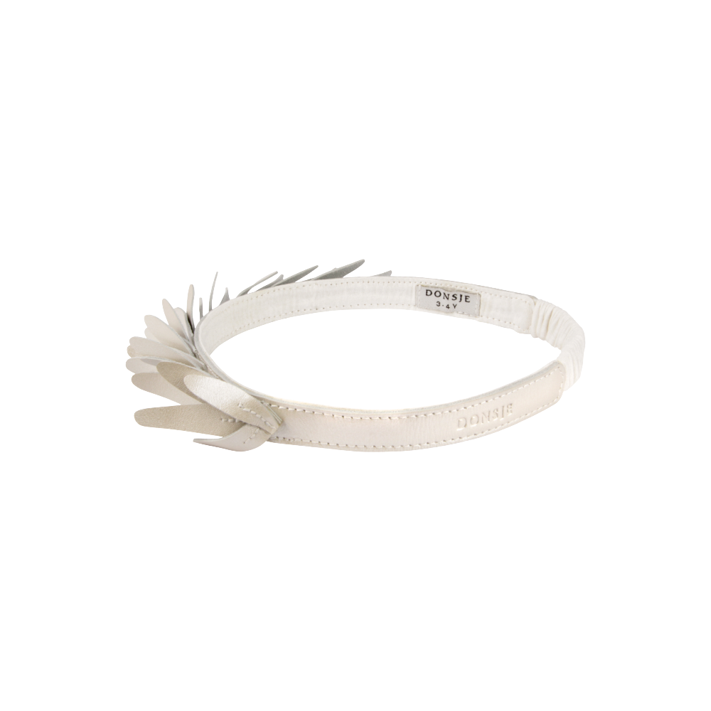 Bola Headband | Off White Metallic Leather